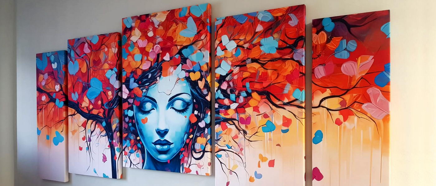 Decorative-composition-acoustic-panels-with-graphics-and-images-on-wall-project