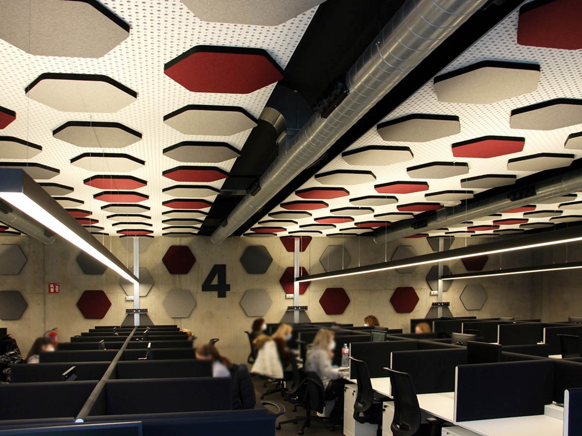 Decho-Style-hexagon-ceiling-and-wall-office