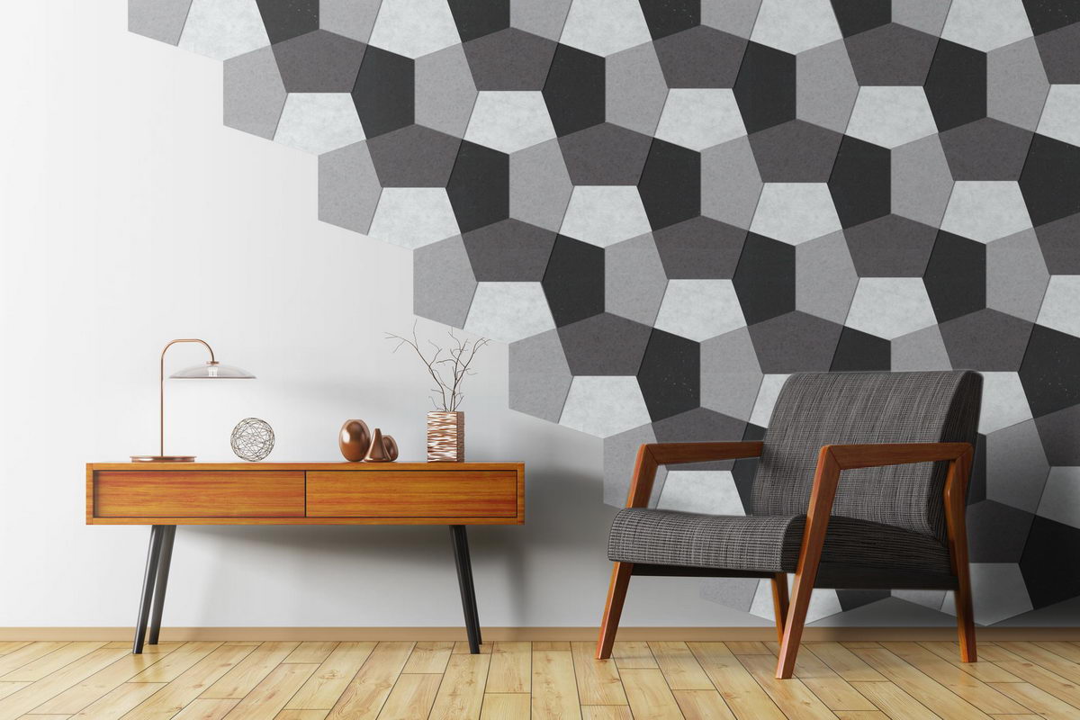 PENTAGON Walltone sistema wallcovering pentagoni grigio
