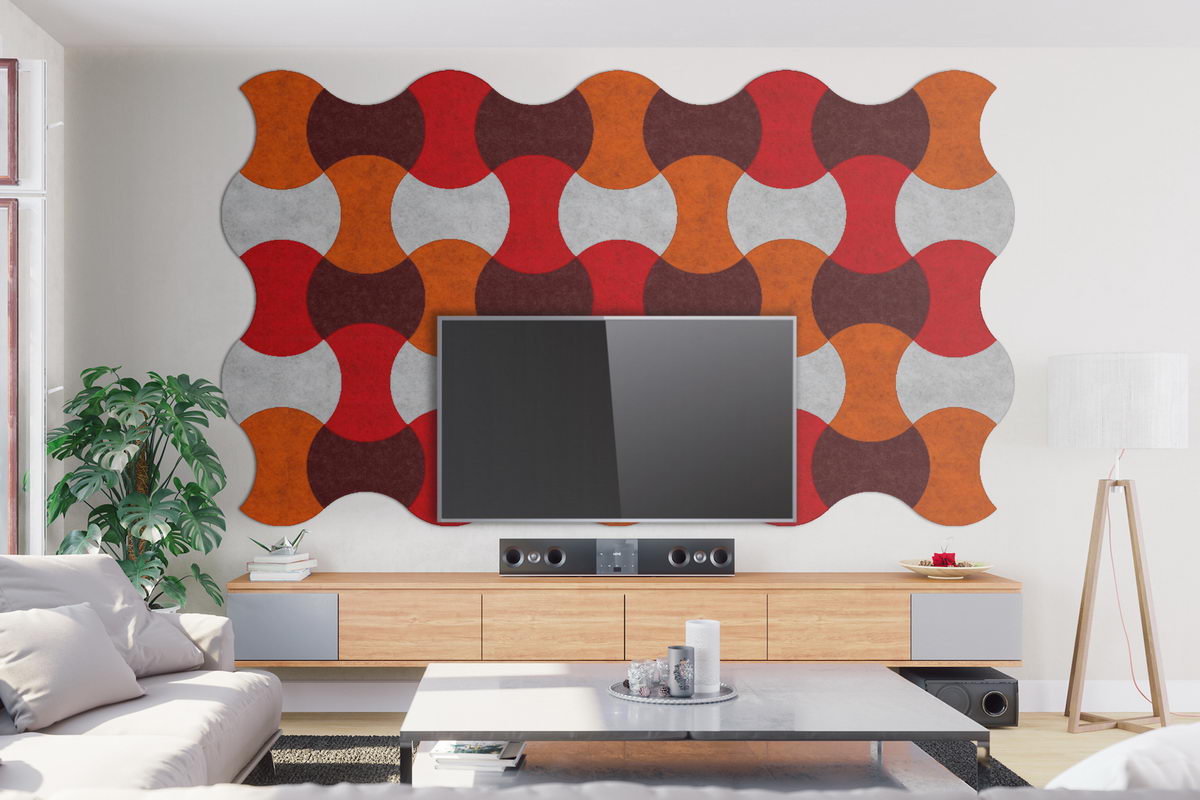 ROUNDED Walltone acoustic design pareti rosso arancio